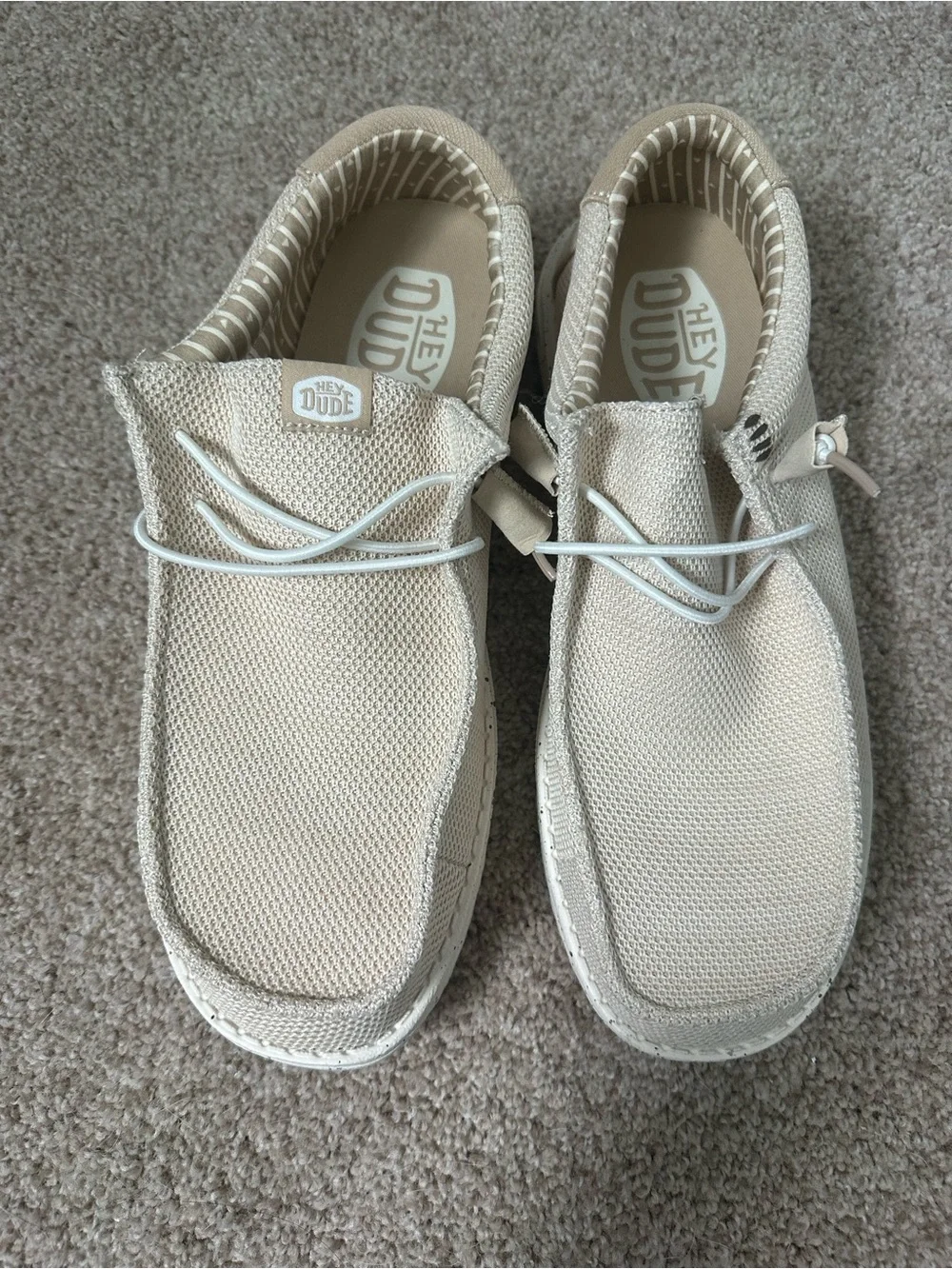 Hey Dude Neutral Knit Slip-On Loafers with Speckled White Sole